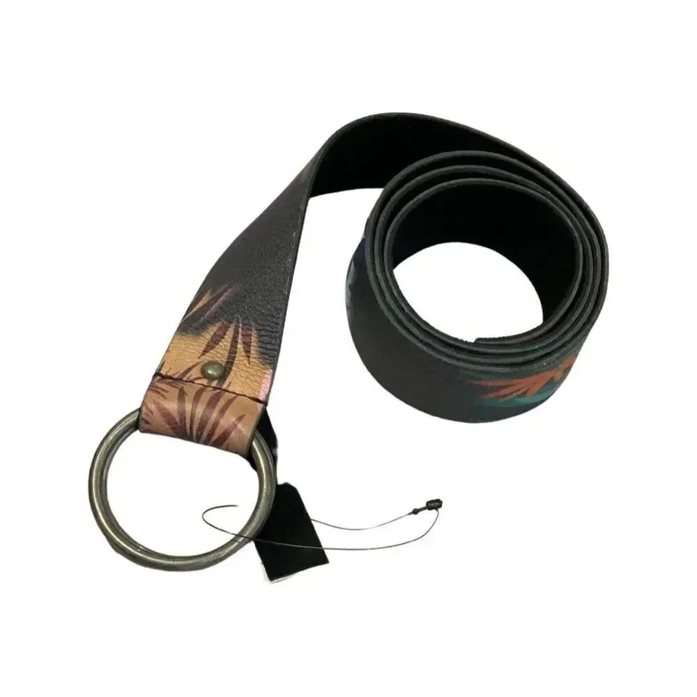 Free People Collection Story Teller Printed Leather Double Ring Wrap Belt